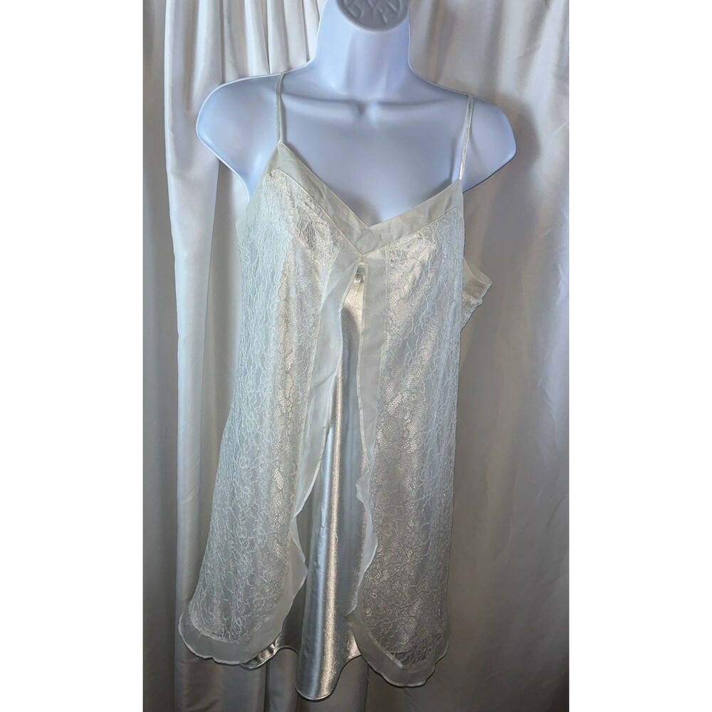 Vintage Morgan Taylor Intimates White Lace Short Nightgown Size M Retro Angel